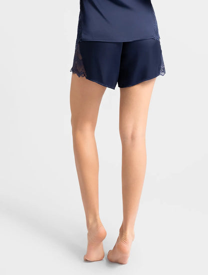 Marie France Dark Navy Women Sorrento Dark Navy Satin Dentelle Shorts SKU: PYSORRENTOSHORT_Dark Navy Image 04