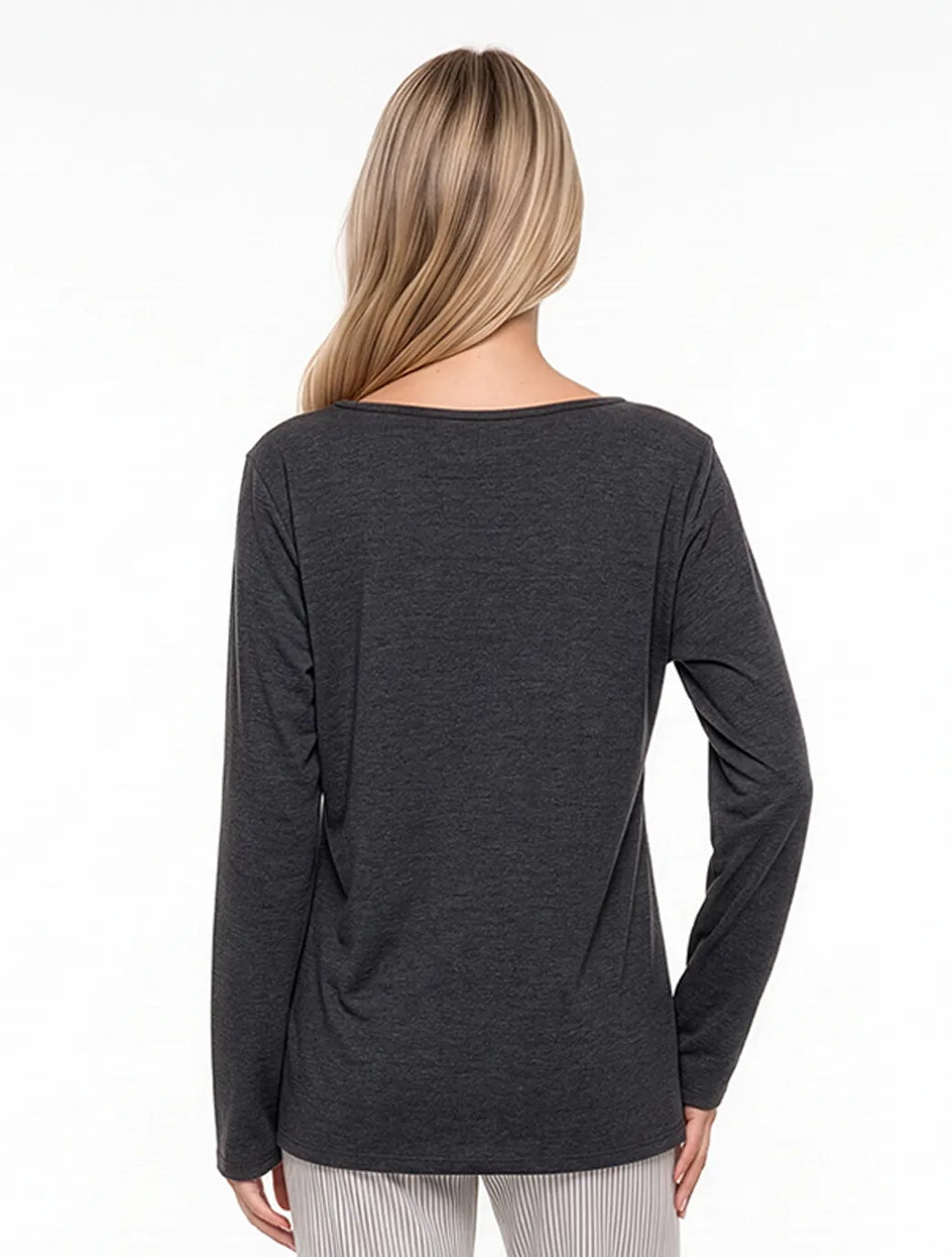Marie France Dark Grey Melange Women Tayma Top SKU: PYTAYMATOP_DARK GREY MELANGE Image 02