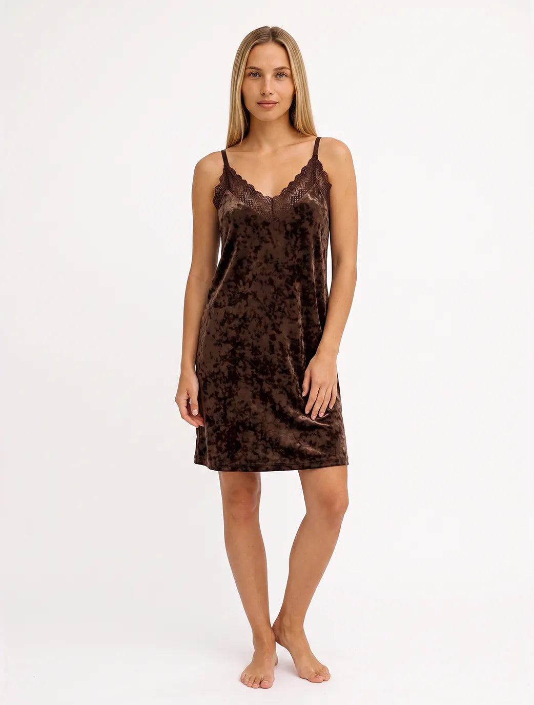 Marie France Brown Women Veloura Dress SKU: PYVELOURADRESS_BROWN Image 03