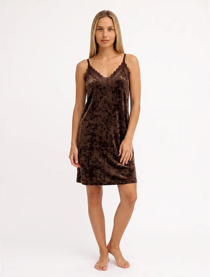 Marie France Brown Women Veloura Dress SKU: PYVELOURADRESS_BROWN Image 03