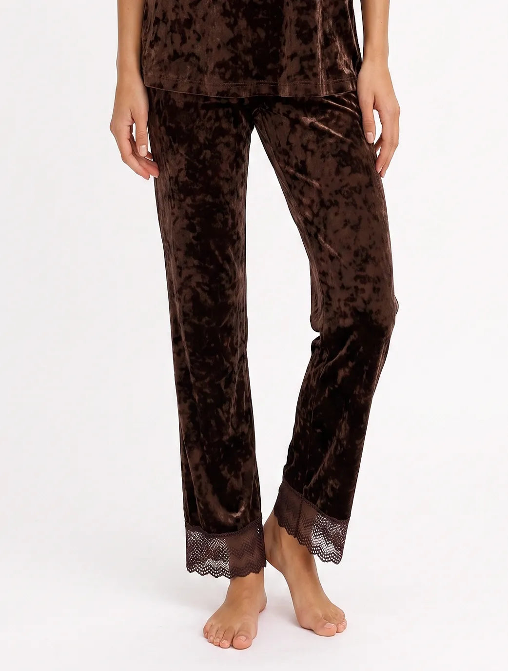 Marie France Brown Women Veloura Pant SKU: PYVELOURAPANT_BROWN Image 01