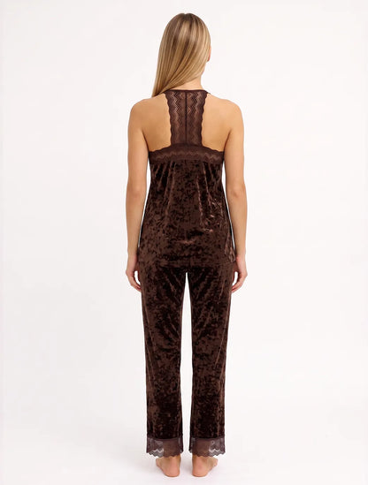 Marie France Brown Women Veloura Pant SKU: PYVELOURAPANT_BROWN Image 02