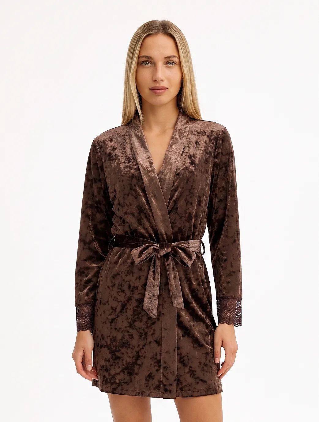 Marie France Brown Women Veloura Robe SKU: PYVELOURAROBE_BROWN Image 01