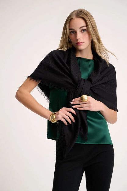 Luisa Spagnoli_Black_Romanzo - Wool And Silk-Blend Shawl_ROMANZO H_0101_01