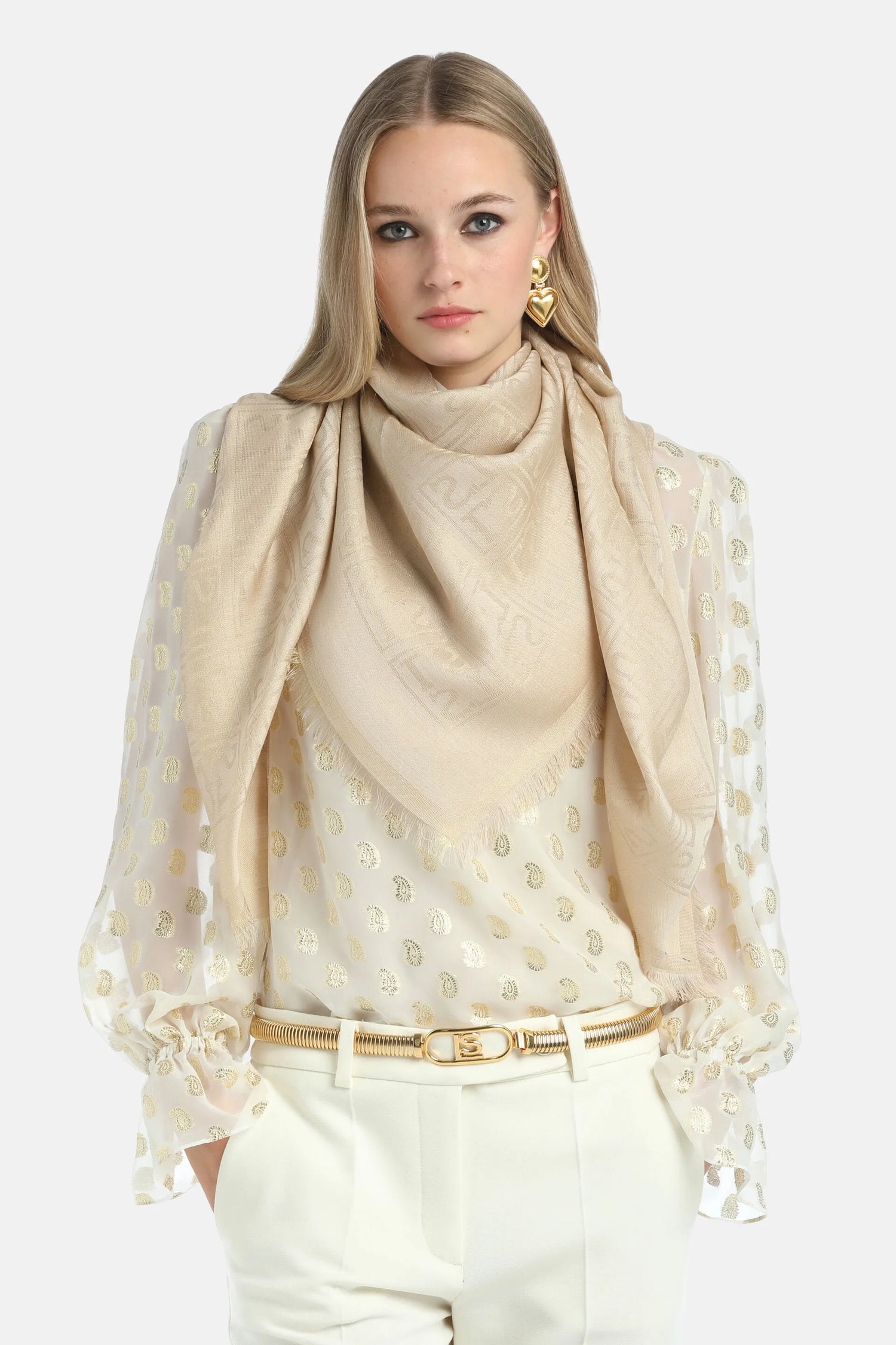 Luisa Spagnoli_Beige_Romanzox - Wool-Silk Blend Shawl_ROMANZOX C_1101_01