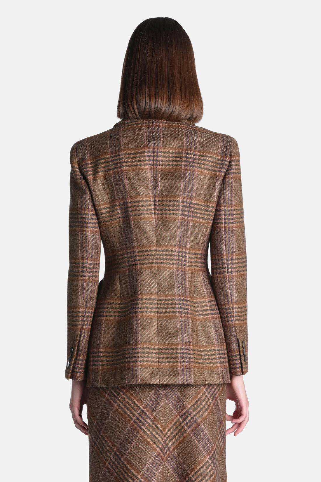 Luisa Spagnoli Var Noce Verde Oliva Women Sagari - Tartan-Checked Wool Blazer SKU: SAGARI_3372 Image 02