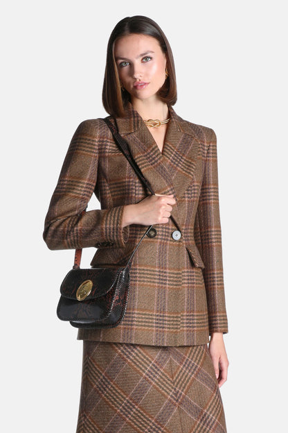 Luisa Spagnoli Var Noce Verde Oliva Women Sagari - Tartan-Checked Wool Blazer SKU: SAGARI_3372 Image 04