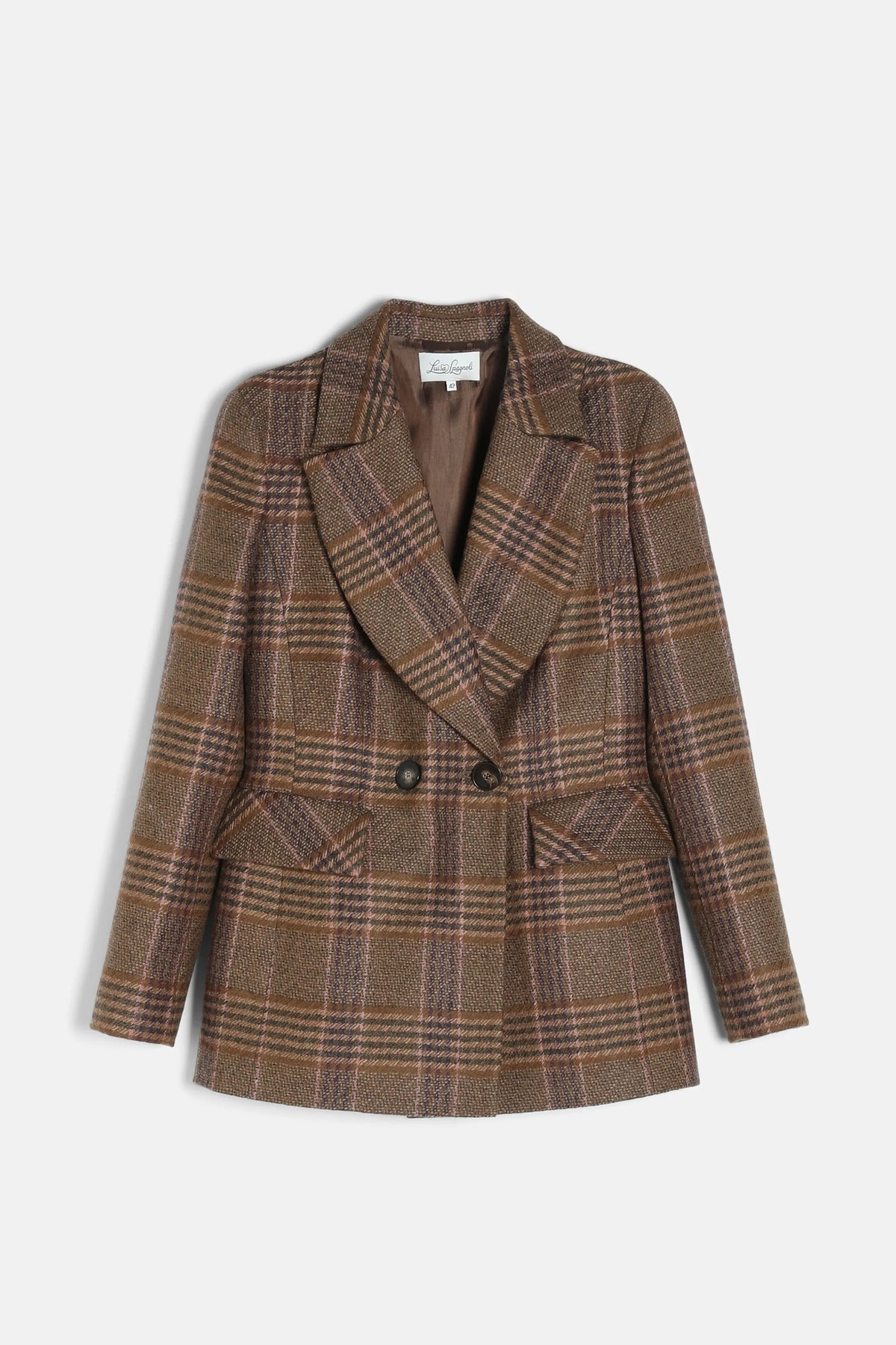 Luisa Spagnoli Var Noce Verde Oliva Women Sagari - Tartan-Checked Wool Blazer SKU: SAGARI_3372 Image 06