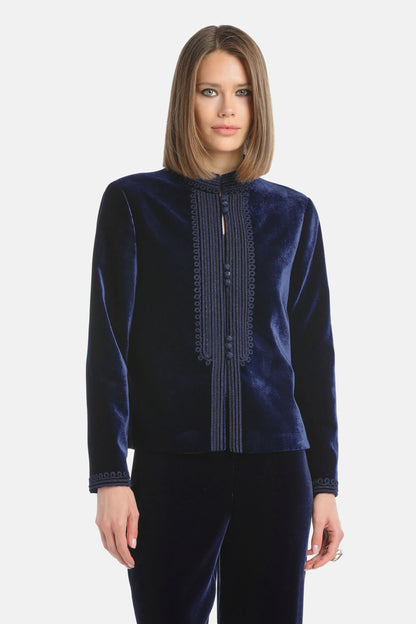 Luisa Spagnoli_Blue_Saia - Elegant Velvet Jacket_SAIA_1237_01