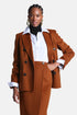 Luisa Spagnoli Tabacco Women Salinas Double-Breasted Wool-Blend Blazer - Fashion Show SKU: SALINAS_2214 Image 01