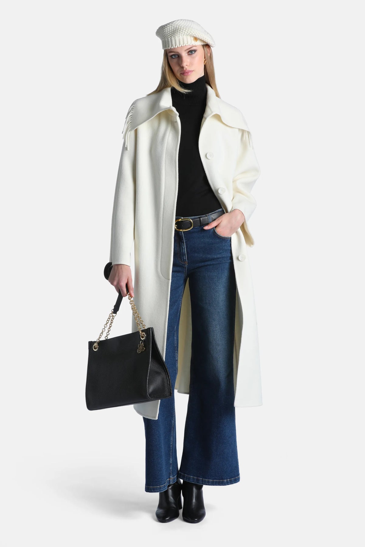 Luisa Spagnoli Panna Women Salottino Fringed Wool Coat SKU: SALOTTINO_0202 Image 05
