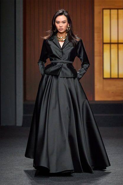 Luisa Spagnoli Nero Women Samoa Cropped Satin Jacket - Fashion Show SKU: SAMOA_0101 Image 05