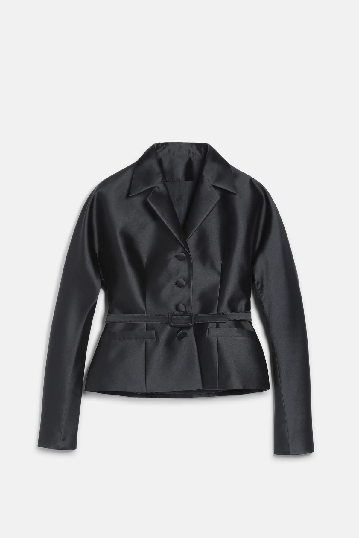 Luisa Spagnoli Nero Women Samoa Cropped Satin Jacket - Fashion Show SKU: SAMOA_0101 Image 06