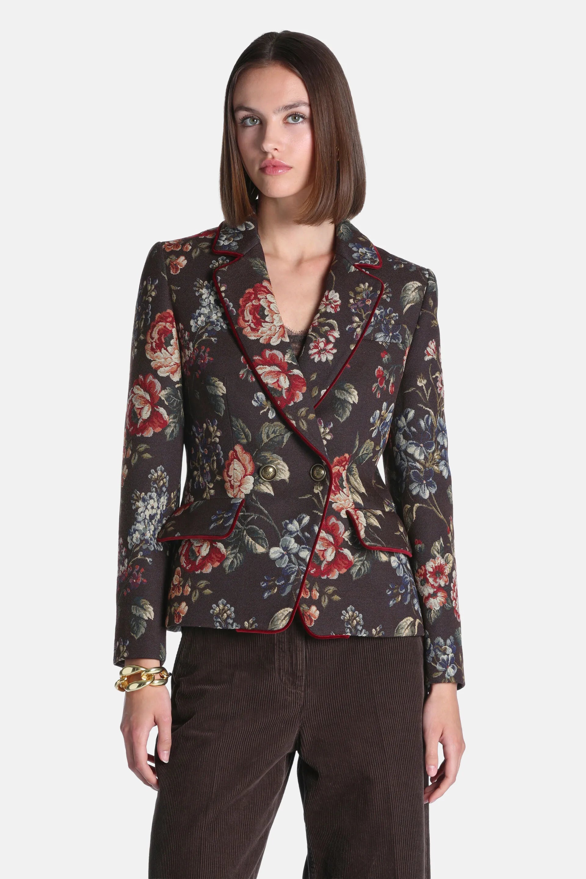 Luisa Spagnoli Var Fondo Marrone Women Sancire - Floral Blazer SKU: SANCIRE_4575 Image 01