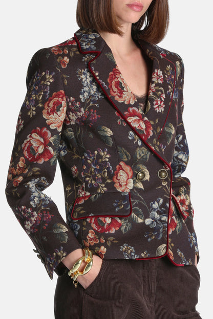 Luisa Spagnoli Var Fondo Marrone Women Sancire - Floral Blazer SKU: SANCIRE_4575 Image 03