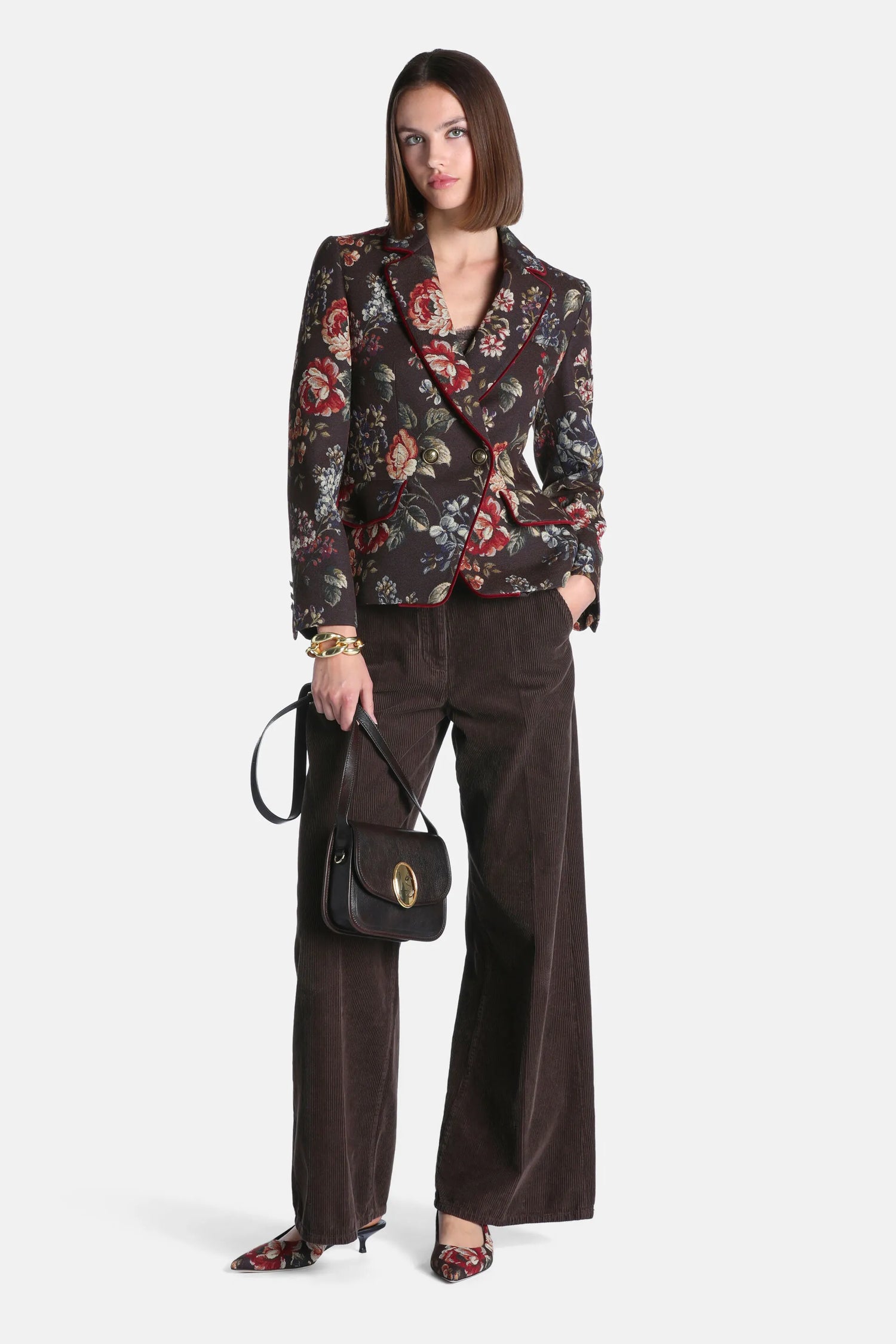 Luisa Spagnoli Var Fondo Marrone Women Sancire - Floral Blazer SKU: SANCIRE_4575 Image 05