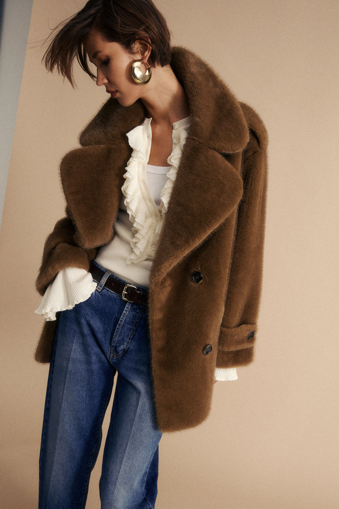 Luisa Spagnoli_Cammello_Saracena - Faux Fur Peacoat_SARACENA_2314_02