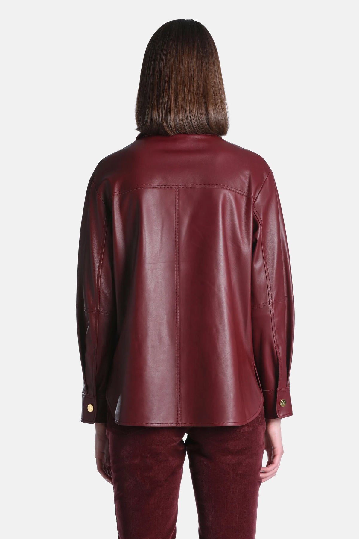 Luisa Spagnoli Bordeaux Women Sarmoneta - Leather Shirt Jacket SKU: SARMONETA_2445 Image 03
