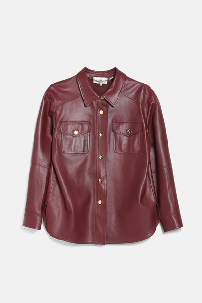 Luisa Spagnoli Bordeaux Women Sarmoneta - Leather Shirt Jacket SKU: SARMONETA_2445 Image 07