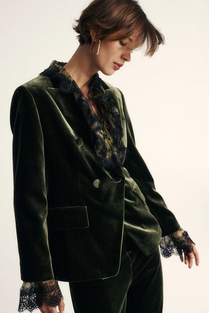Luisa Spagnoli_Green_Scaffale - Elegant Velvet Jacket_SCAFFALE_1741 1741_01