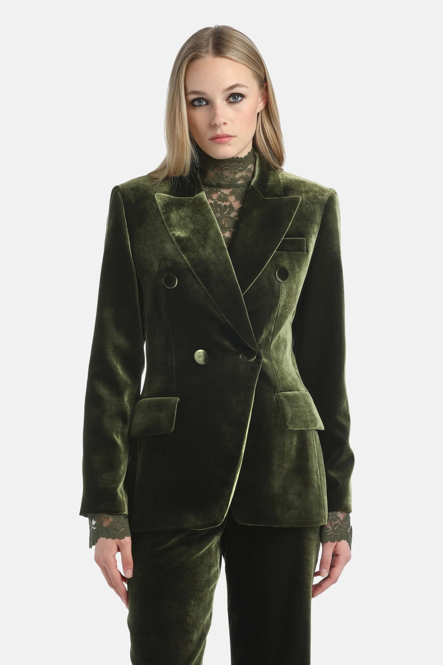 Luisa Spagnoli_Green_Scaffale - Elegant Velvet Jacket_SCAFFALE_1741 1741_02