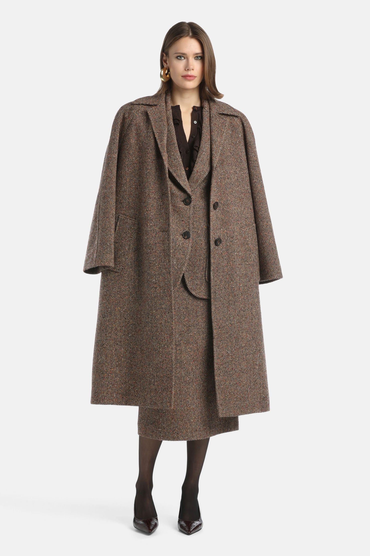 Luisa Spagnoli_Var Spinato Ruggine_Scale - Oversized Tweed Coat Ð Fashion Show_SCALE_3975_02