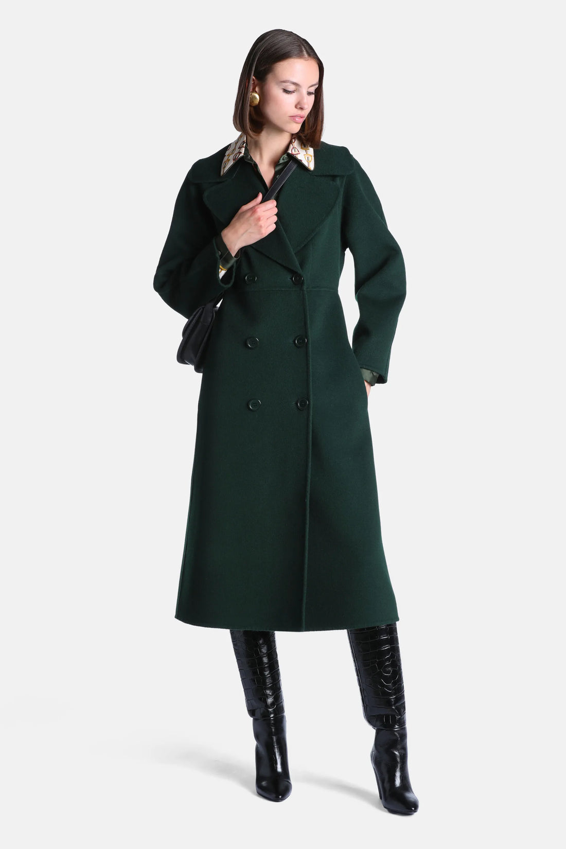 Luisa Spagnoli Verde Bottiglia Women Scansione - Double-Breasted Wool Coat SKU: SCANSIONE_2046 Image 01