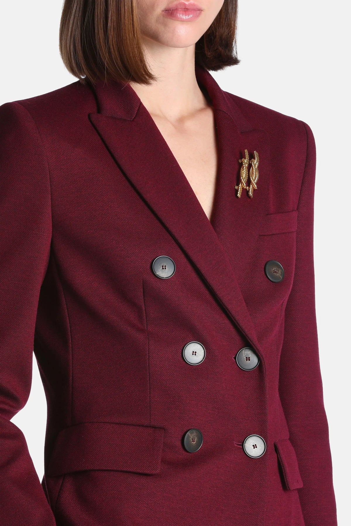 Luisa Spagnoli Vinaccia Women Schedario - Double-Breasted Textured Jacket SKU: SCHEDARIO_2453 Image 03