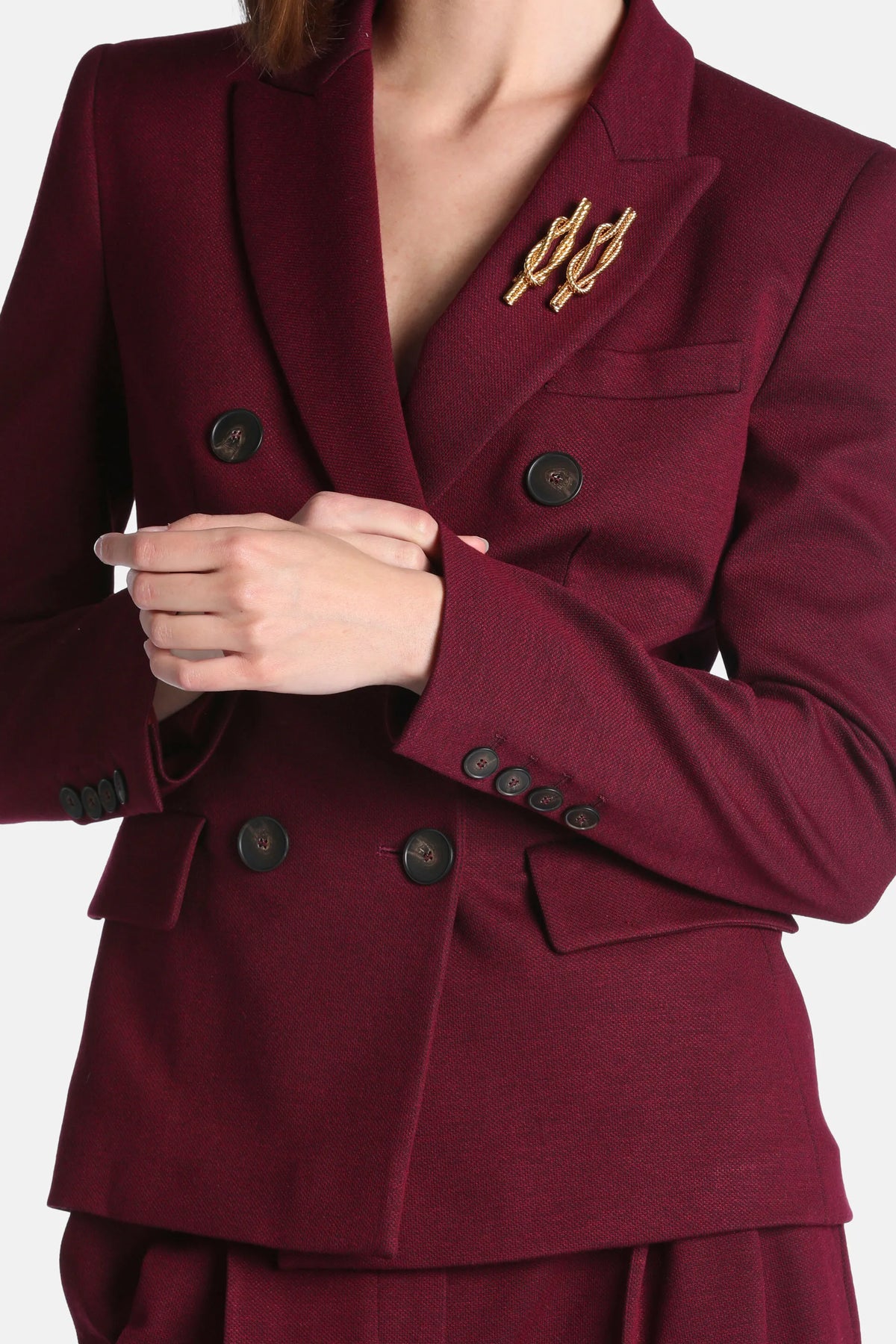 Luisa Spagnoli Vinaccia Women Schedario - Double-Breasted Textured Jacket SKU: SCHEDARIO_2453 Image 04