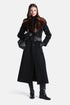 Luisa Spagnoli Nero/Marrone Women Scolpito Coat with Fur-Effect Lapels SKU: SCOLPITO_0101 0913 Image 01
