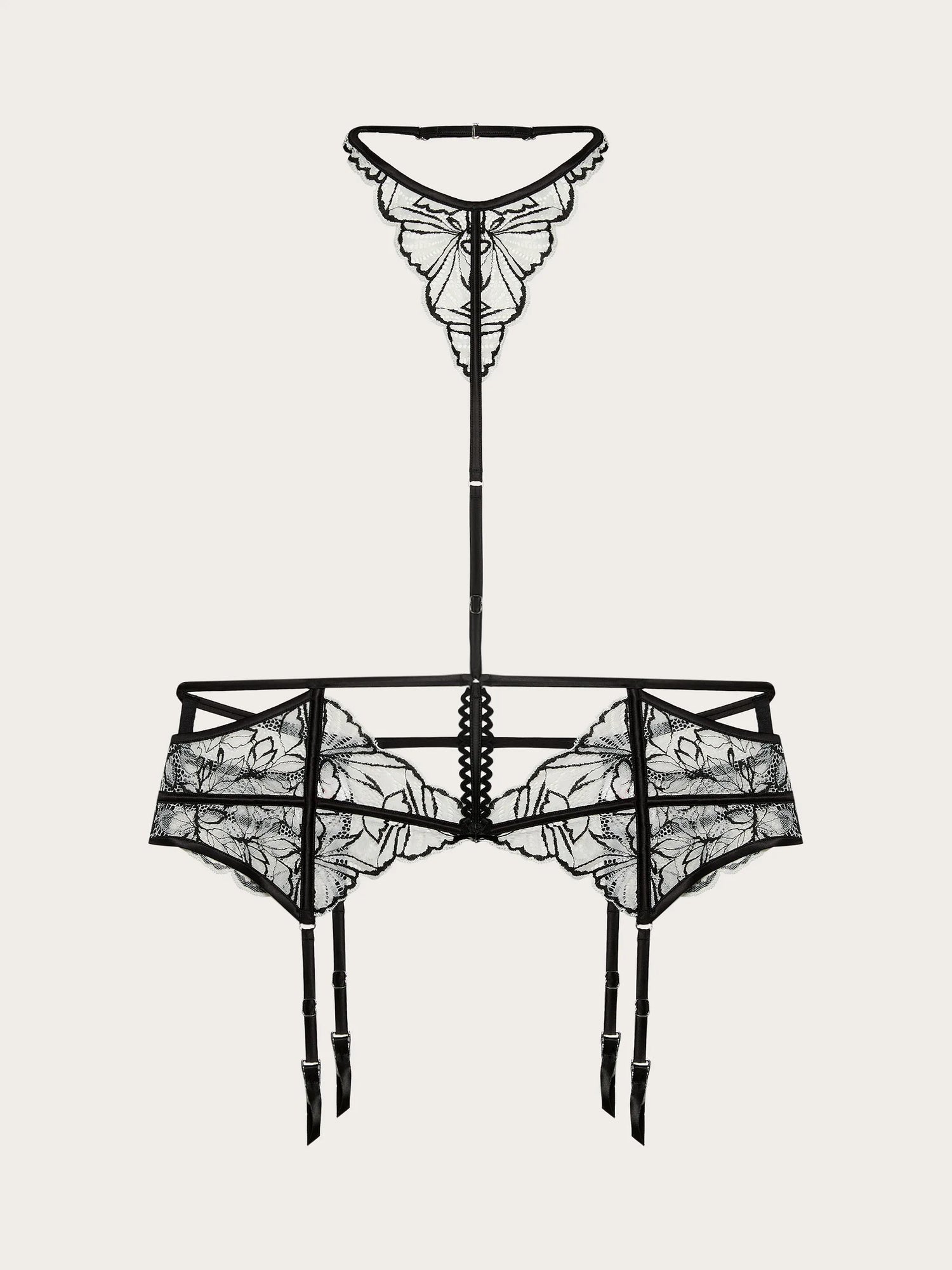 Yamamay_Black_Adjustable Embroidered Garter Belt with Removable Accessory - Priv� Frivolous_SCZD191001_072_06