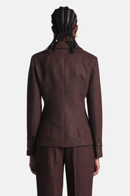 Luisa Spagnoli Var Spinato Bordeaux Women Seduta Embroidered Wool-Blend Blazer SKU: SEDUTA_3417 Image 03