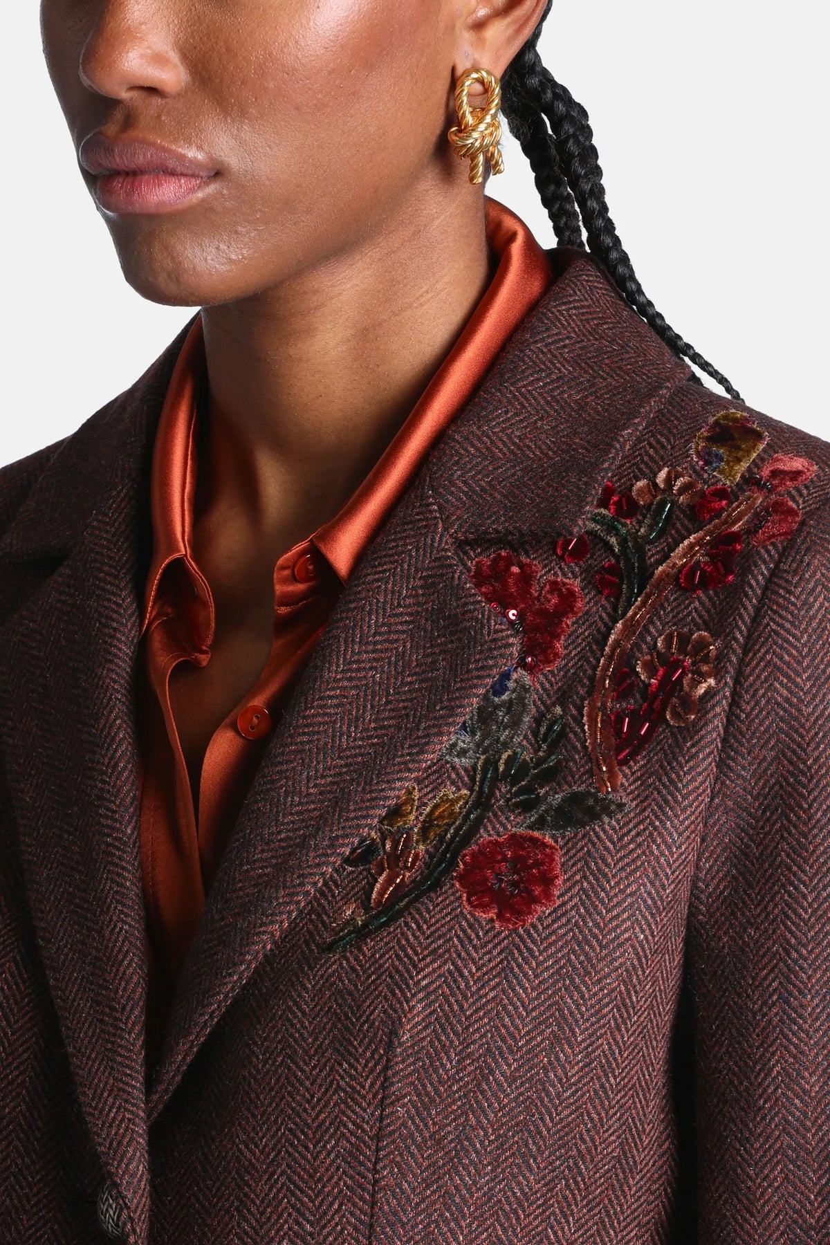 Luisa Spagnoli Var Spinato Bordeaux Women Seduta Embroidered Wool-Blend Blazer SKU: SEDUTA_3417 Image 04