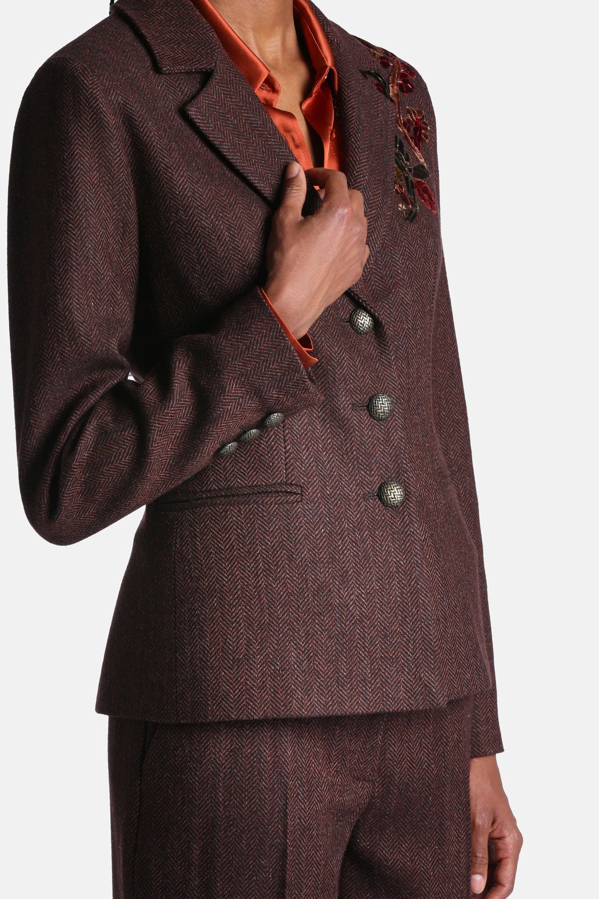Luisa Spagnoli Var Spinato Bordeaux Women Seduta Embroidered Wool-Blend Blazer SKU: SEDUTA_3417 Image 05