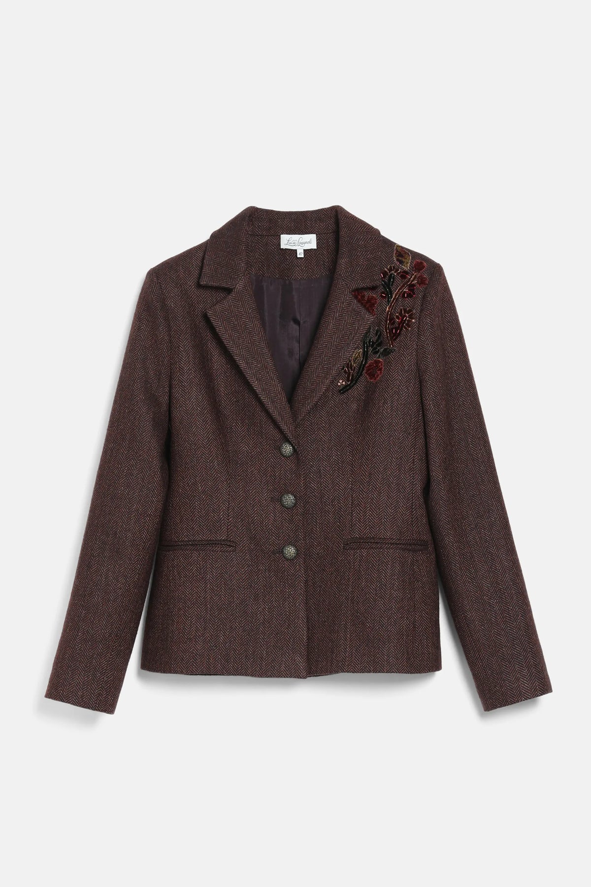 Luisa Spagnoli Var Spinato Bordeaux Women Seduta Embroidered Wool-Blend Blazer SKU: SEDUTA_3417 Image 07
