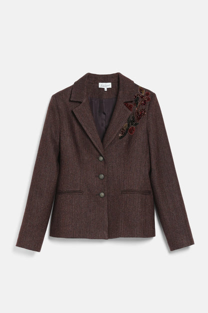 Luisa Spagnoli Var Spinato Bordeaux Women Seduta Embroidered Wool-Blend Blazer SKU: SEDUTA_3417 Image 07