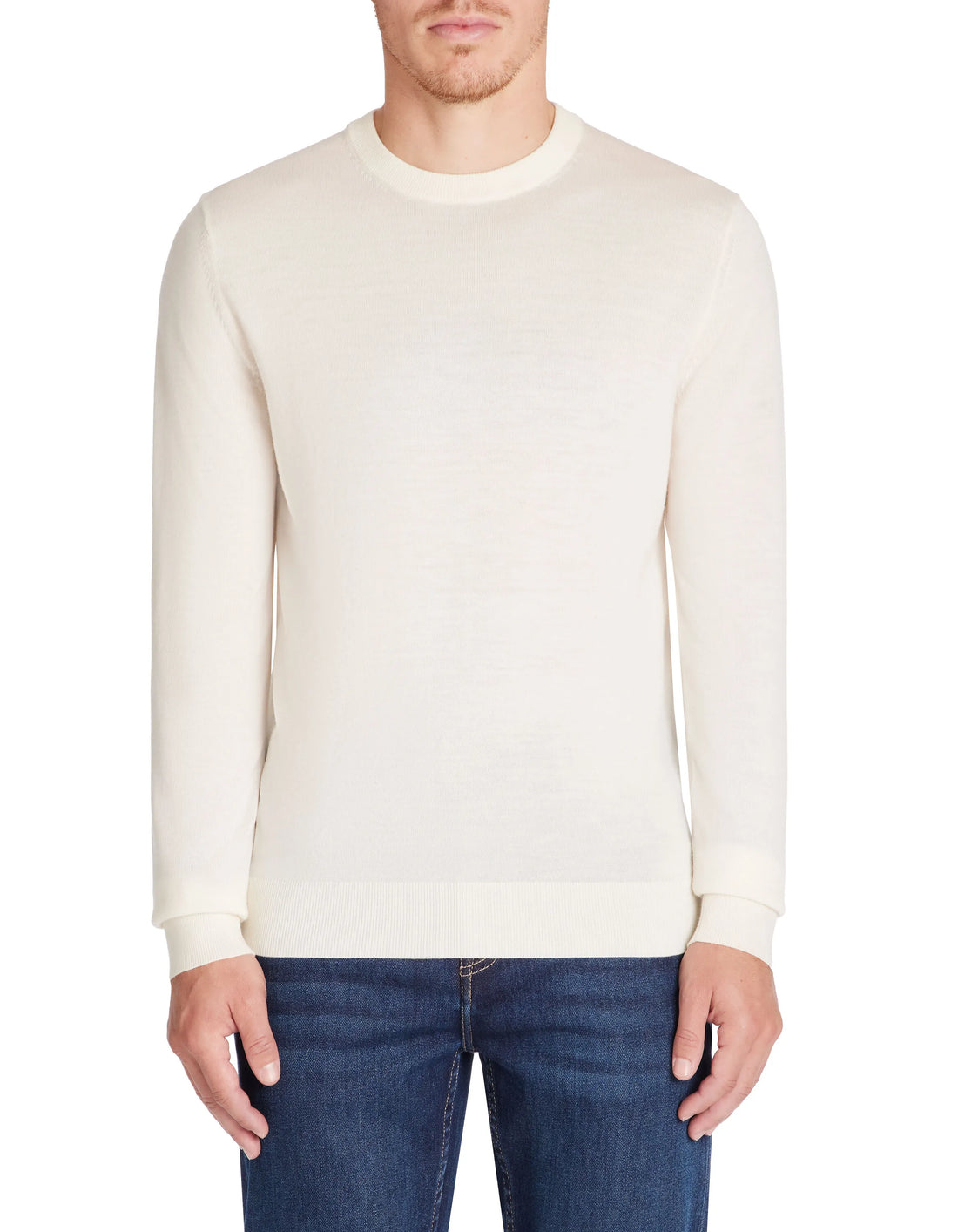 Celio_Ecru 02_100% Merino Wool Crew Neck Sweater_SEMERIROND_ECRU 02_02