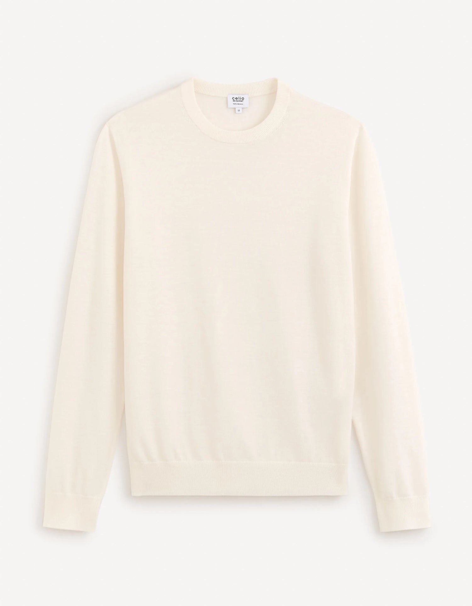 Celio_Ecru 02_100% Merino Wool Crew Neck Sweater_SEMERIROND_ECRU 02_04