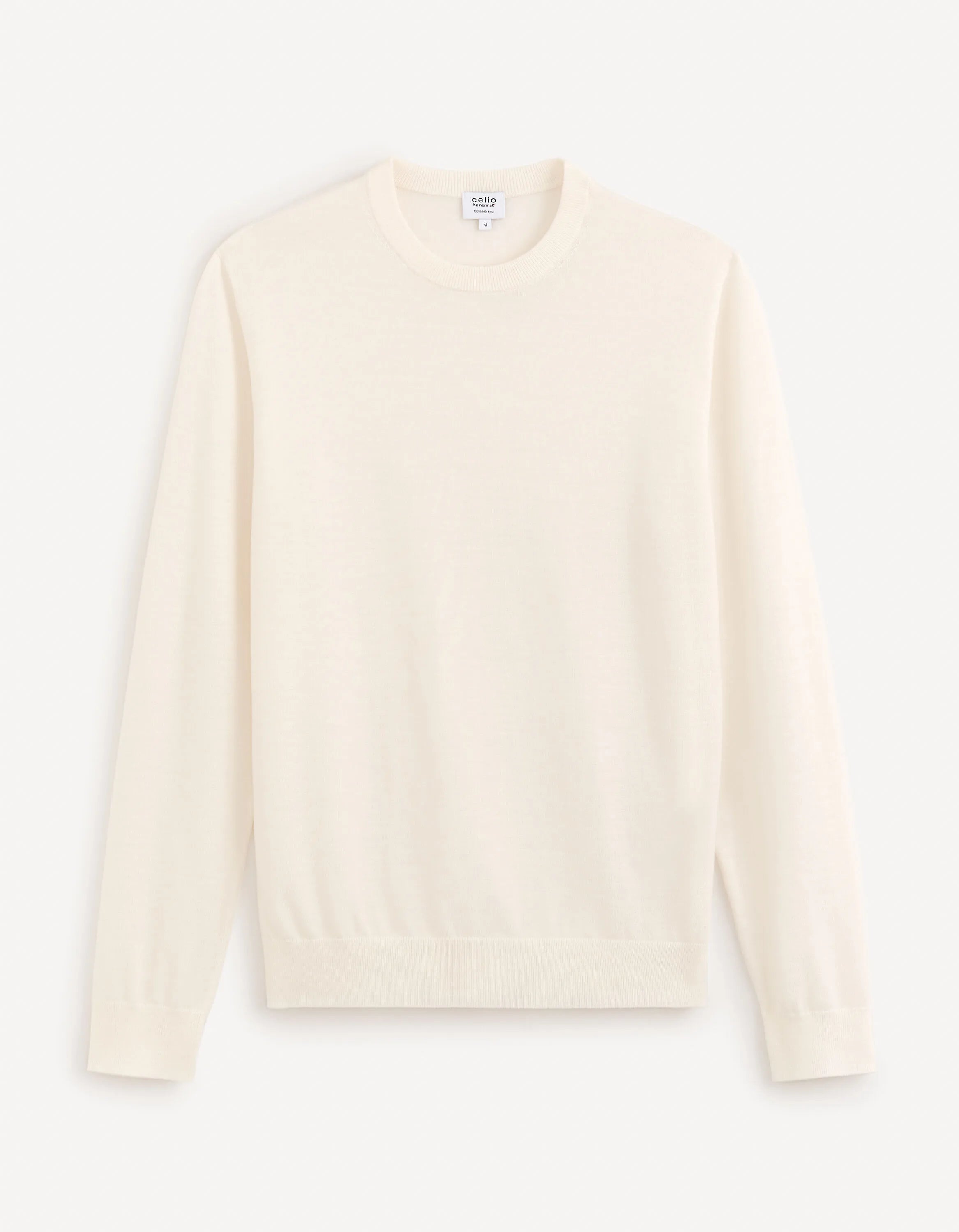 Celio_Ecru 02_100% Merino Wool Crew Neck Sweater_SEMERIROND_ECRU 02_04