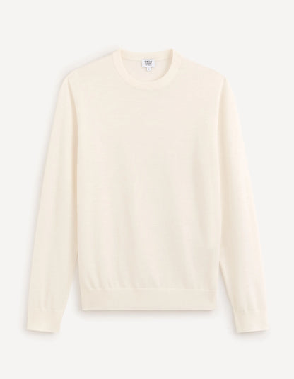 Celio_Ecru 02_100% Merino Wool Crew Neck Sweater_SEMERIROND_ECRU 02_04