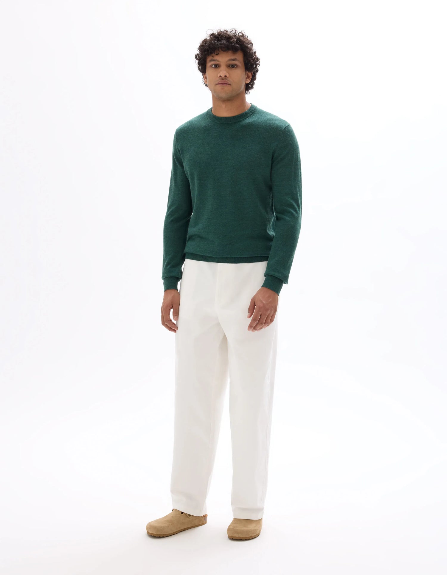 Celio_Vert Fonce 02_100% Merino Wool Crew Neck Sweater_SEMERIROND_VERT FONCE 02_02
