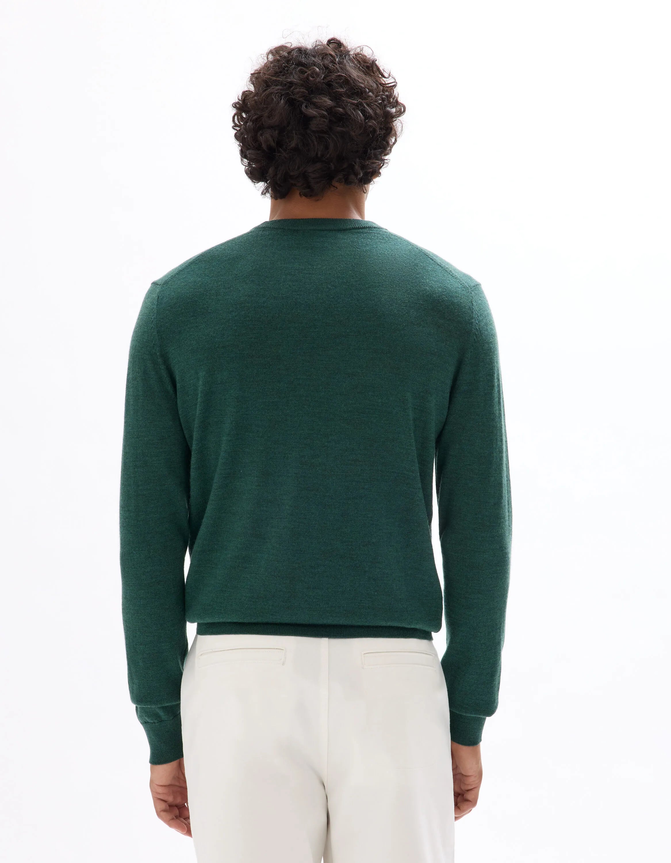 Celio_Vert Fonce 02_100% Merino Wool Crew Neck Sweater_SEMERIROND_VERT FONCE 02_03