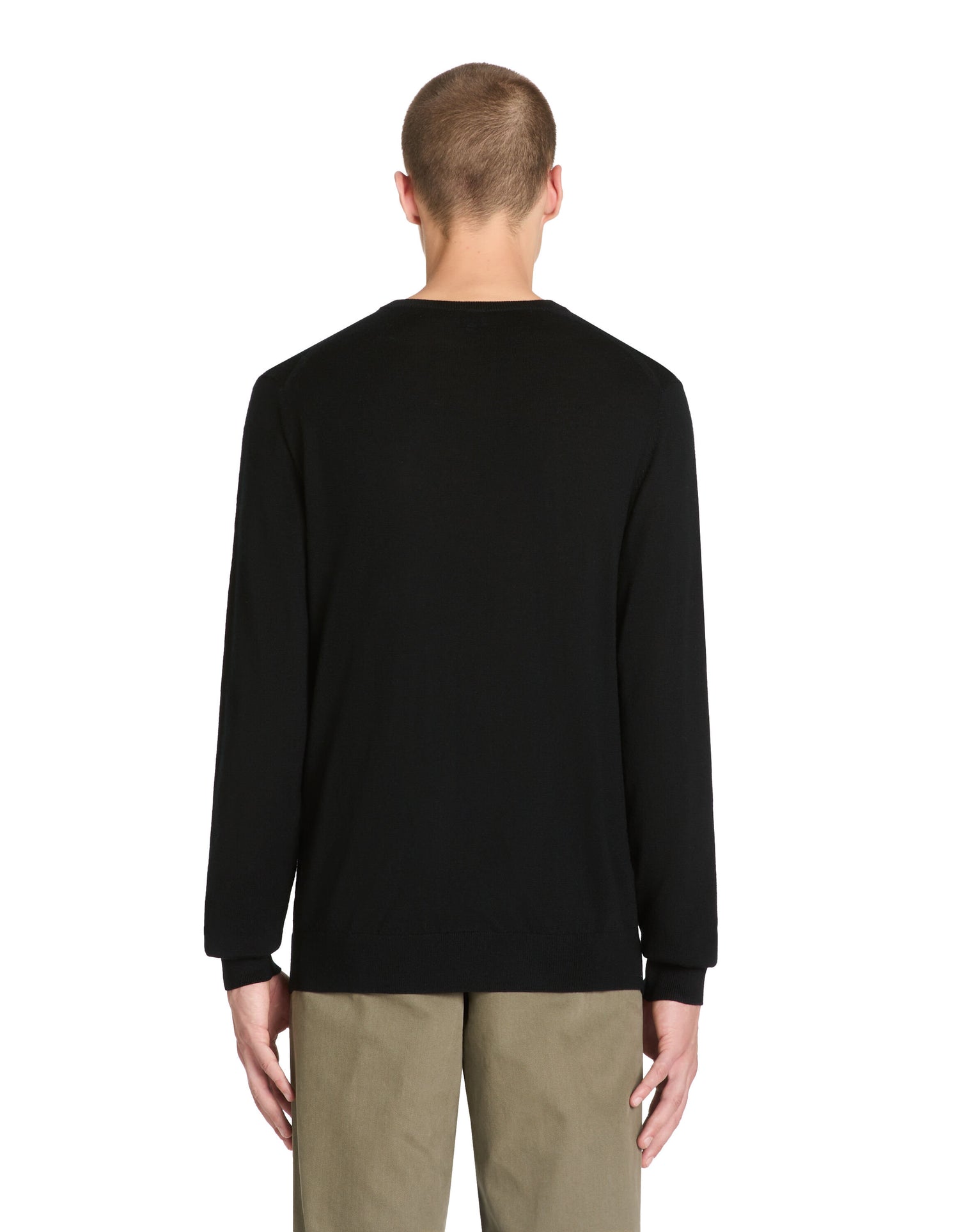 100% Merino Wool V-Neck Sweater - Black_04