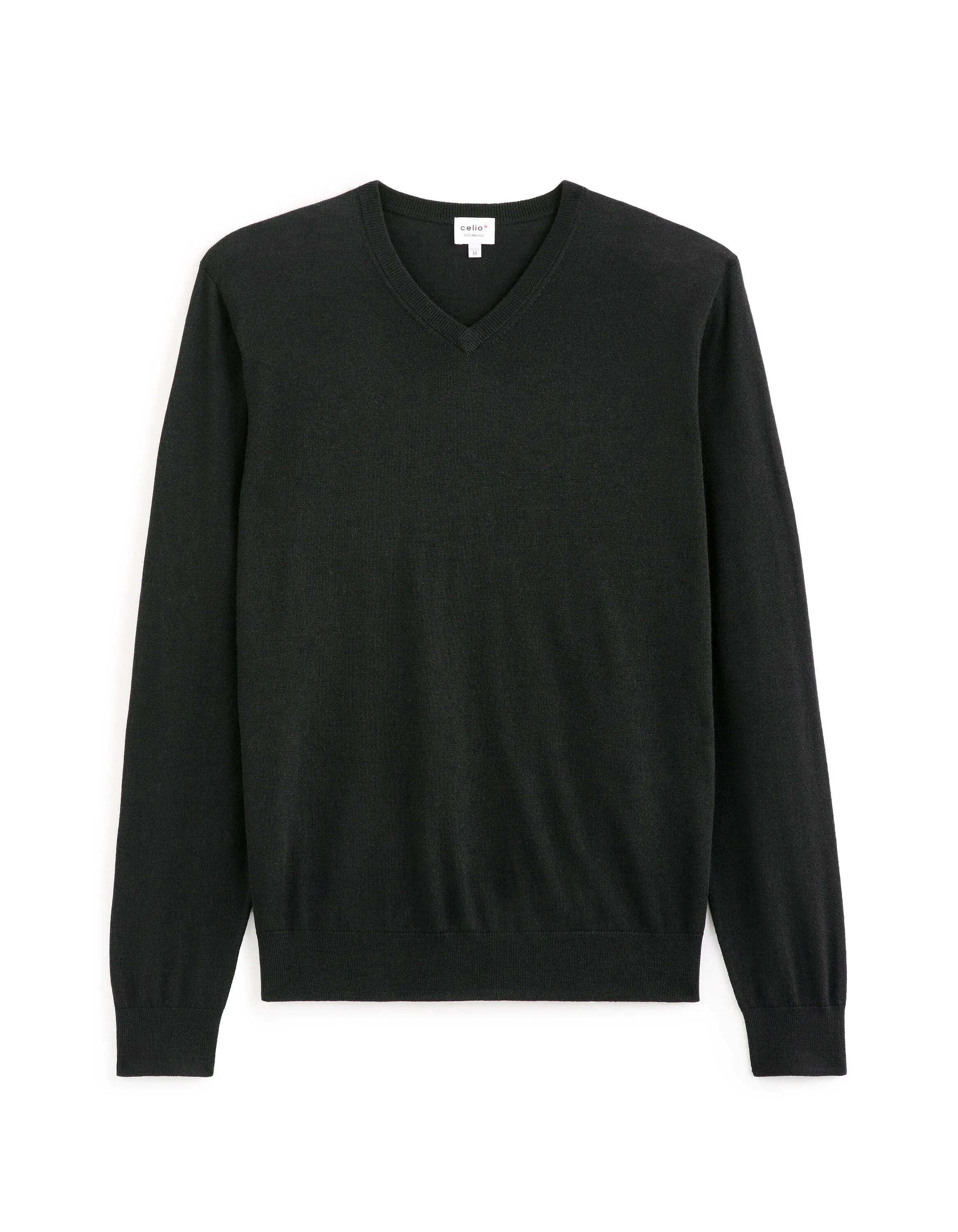 Celio_Black_100% Merino Wool V-Neck Sweater_SEMERIV_BLACK_04