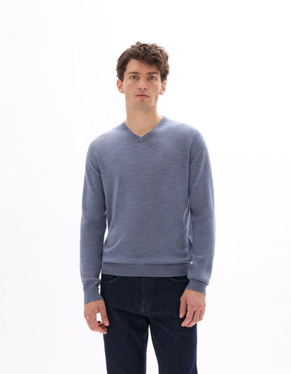 Celio_Dark Storm_100% Merino Wool V-Neck Sweater_SEMERIV_DARK STORM_01