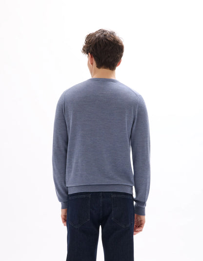Celio_Dark Storm_100% Merino Wool V-Neck Sweater_SEMERIV_DARK STORM_03