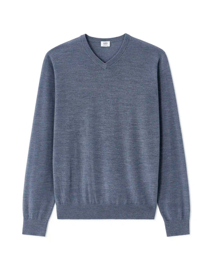 Celio_Dark Storm_100% Merino Wool V-Neck Sweater_SEMERIV_DARK STORM_07