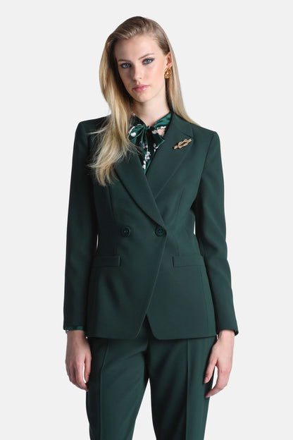 Luisa Spagnoli Verde Bottiglia Women Serafica - Double-Breasted Blazer SKU: SERAFICA_2046 Image 02