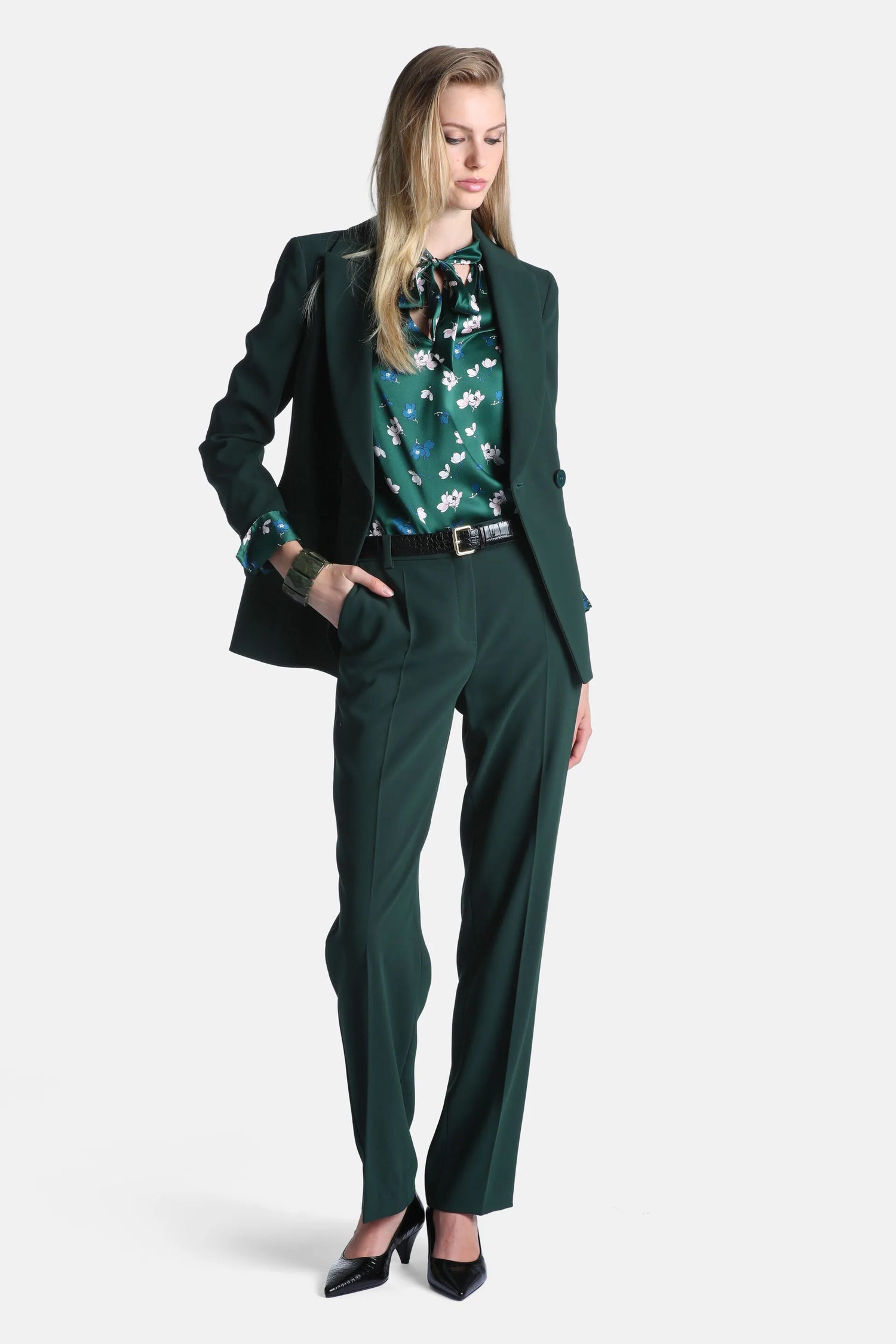 Luisa Spagnoli Verde Bottiglia Women Serafica - Double-Breasted Blazer SKU: SERAFICA_2046 Image 06