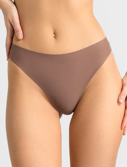 Marie France Cacao Women No-Show Laser-Cut Microfiber Seamless Thong SKU: SLSEAMLESSTHONG_cacao Image 01